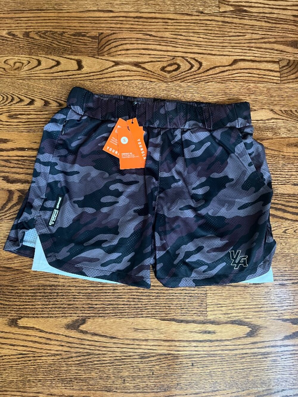 YoungLA Compression Shorts - Small - Camo, 2-in-1 Compression Gym Lined Training